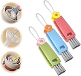 OKHOUSE 3PCS Cepillo para Botellas,Cepillo Limpiador Tazas Multifuncional 3 en 1,Cepillo de Limpieza para Juntas Huecos...