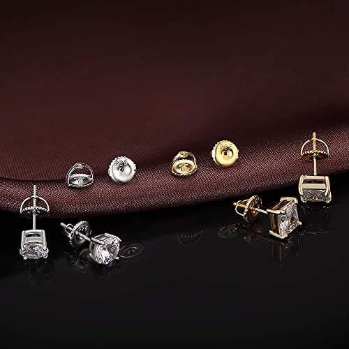 Delecoe 14K Gold Plated Secure Screw Earring Backs Replacement For Diamond Earring Studs, 925 Sterling Silver Locking Screwbacks Hypoallergenic For Threaded Post (0.032''), 3-Pairs #TOP4
