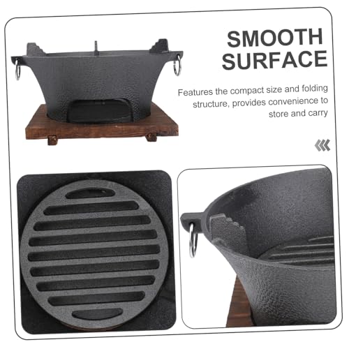 Grille robuste sur poêle extérieur en fer noir pour cuisson au feu