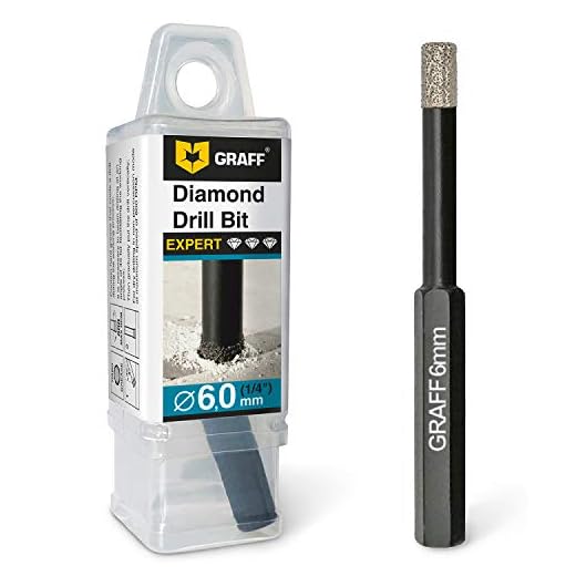GRAFF Diamantborr kakelborr 6 mm för kakel, glas, keramik, keramisk granitsten – porslin stengods borr med sexkantsskaft