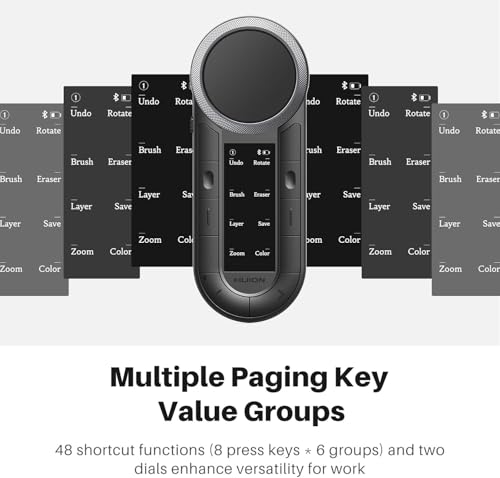 Image of HUION Keydial Remote K40 Bluetooth Programmable Keypad with Dual Dials 60 Customized Keys, OLED Display Macro Keypad Work with PC, Mac, Mobile, One-Hand Shortcut Keyboard for Drawing Tablet, Laptops