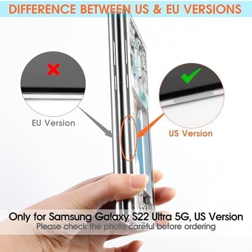 OLED Screen Replacement for Samsung Galaxy S22 Ultra 5G S908 - LCD Display for Samsung S22 Ultra Digitizer SM-S908 SM-S908U SM-S908N Touch Screen Assembly with Tools(Black with Frame)