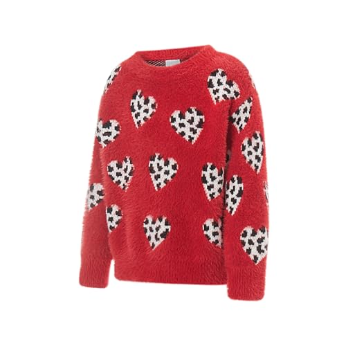 Mom and Daughter Matching Clothes Women Little Girls Valentine's Day Sweater Heart Pullover Sweater Knit Top2