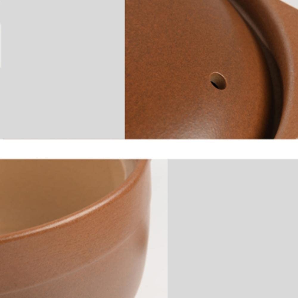 Cacerola de terracota con tapa, olla de arcilla de cerámica para fuego abierto, cacerola de loza antigua, mango aislado, gran capacidad.