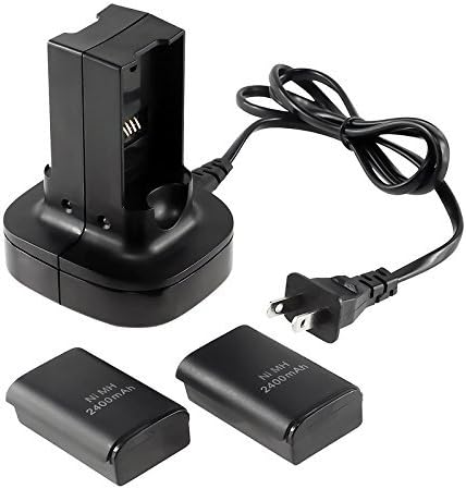 Adreamcity Black Charging Station + 2 x Rechargeable Batteries For Xbox 360