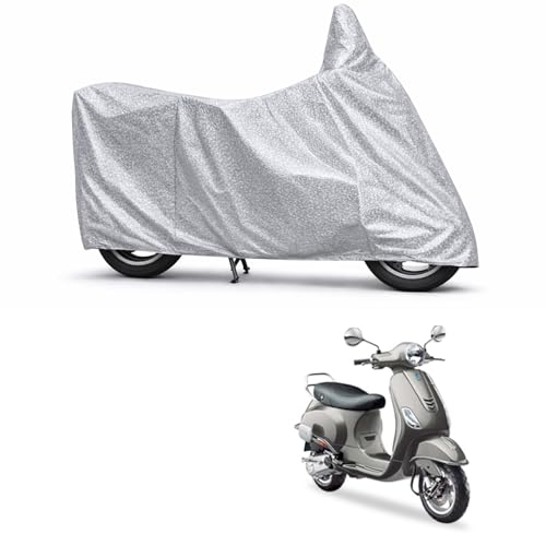 Image of 100% Waterproof Two Wheeler Body Cover Multi Layered Fabric Designed for Vespa VXL125 | Belt Buckle Lock | Silver Mag