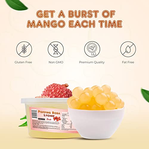 image for Fanale Popping Boba Pearls for Bubble Tea - 2 lb (1 lb X 2) | Lychee |