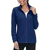 [KEFITEVD] ジャケット レディース 秋冬 フリース 防寒 防風 アウトドアジャケット 部屋着 ジップアップ ブルゾン 立ち襟 スポーツ ウォーキングウェア 登山服 ダークブルー 2XL