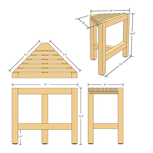 Asta Zini Solid Teak Shower/Bath/Spa Corner Foot Stool, Side Table, Fully Assembled, Tb-014 #TOP3