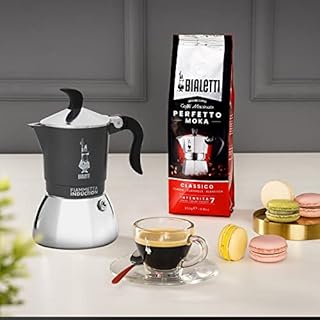 Bialetti Caffettiera Fiammetta Induction, 2 Tazze (100 ml), Adatta a Tutti i piani cottura, Design Elegante, Grigio