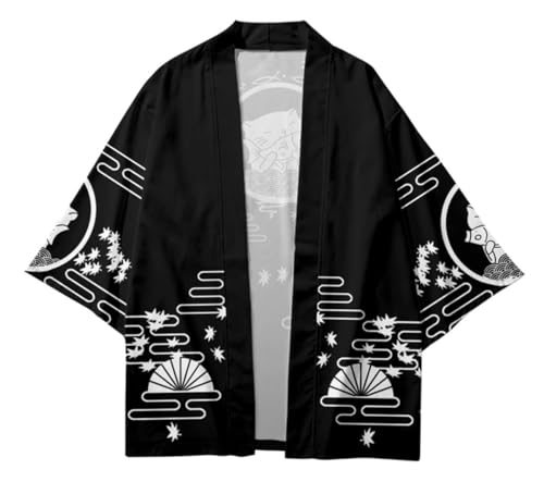 Image of LAI MENG FIVE CATS Women's Funny Cute Cat Cardigan Lightweight Kimono Loose Cover up Blouse Tops