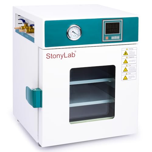 stonylab Vacuum Drying Oven, 24L/0.9 cu ft Lab Drying and Heating Oven with Vacuum Gauge and Digital Controller, CE Certified, 110V/RT+10-250℃, Stainless Steel