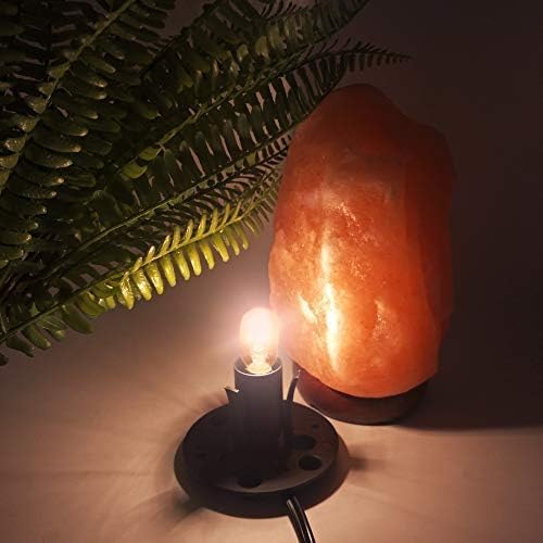 haraqi Himalayan Salt Lamp Cord (6ft) with Dimmer Switch,Original Replacement Cord with Base Assembly(3.34 Inches) and 6 Piece 25 Watt E12 Bulbs for Salt Rock Lamp,UL Listed