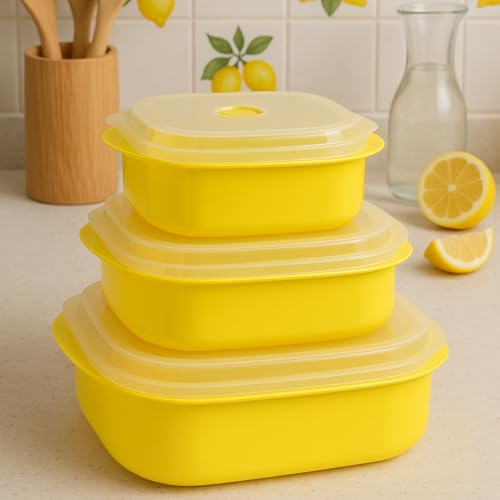 Image of Reston Lloyd Nesting Microwave Containers, Set of 3, Adjustable Steam Vents, Airtight, Meal Prep, Durable BPA-Free Plastic- Freezer & Dishwasher Safe, Cookware & Food Storage, Anyday Cookware, Purple
