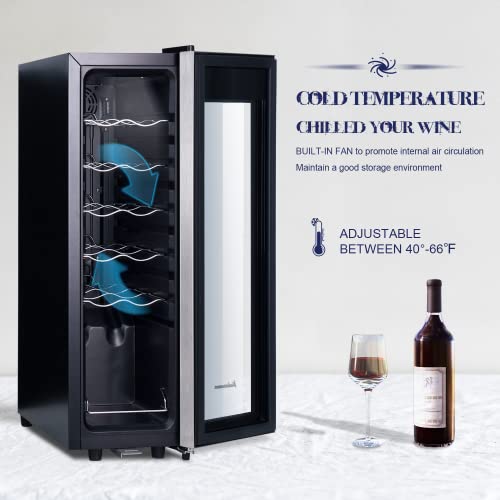 Kalamera Mini Fridge Compressor Cooler, 12 Bottles Wine Refrigerator, Freestanding Wine Cellar 40F-66F One Touch Temperature Control, For Home, Office or Bar. - Thumbnail 3