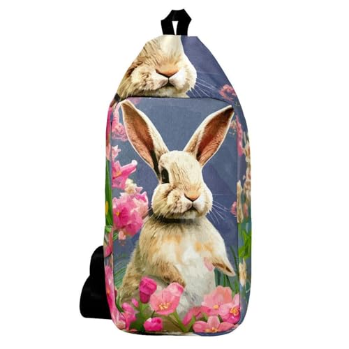 Sac à dos à bandoulière homme femme motif lapin de Pâques multicolore 16cm