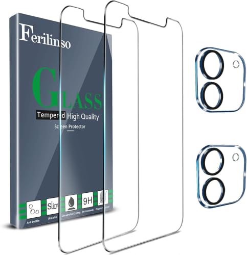 Image of Ferilinso Screen Protector for iPhone 12, Tempered Glass, Case Friendly