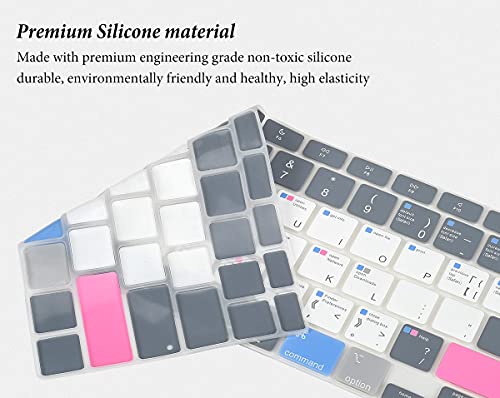 Keyboard Cover Skin With Mac Os Shortcut Hot Keys For 2020 Macbook Air 13 Inch A2337 M1/A2179,Macbook Air 13" With Touch Id Accessories- Grey #TOP2