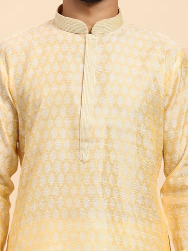 Image of AMAZON BRAND - Aanrva Men's Silk Blend Kurta Pajama Set | Traditional Indian Ethnic Wear for Wedding, Festival, Puja & Party