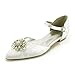 Frauen Riemchen Hochzeit Ballerinas Spitze Strass Geschlossene Zehen D'orsay Flache Mary Jane Brautschuhe 5047-32C,Elfenbein,6 UK