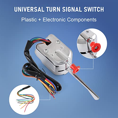 Image of JDMSPEED New Chrome 12V Universal Street Hot Rod Turn Signal Switch Replacement for Ford Buick GM
