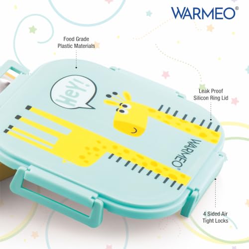 Image of WARMEO Jerry Insulated Lunch Box with Two Compartment BPA Free, Kids Lunch Box,Food Grade Ideal for School, Picnic, Office & Outdoor - 500ml Giraffe, Stainless Steel