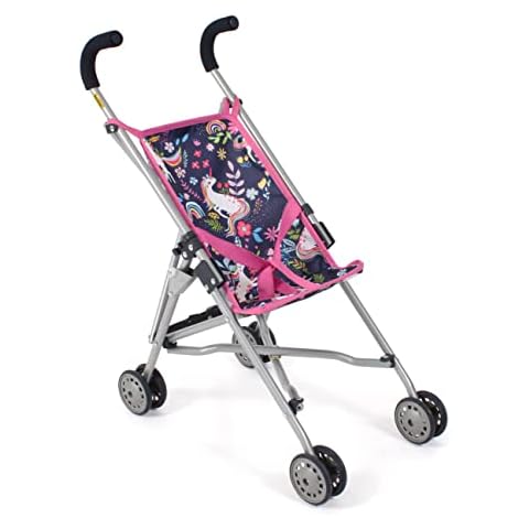 Bayer Chic 2000 Puppenbuggy Roma, Puppenwagen, Mini-Buggy, Einhorn, Navy, pink, 601-43 Cover