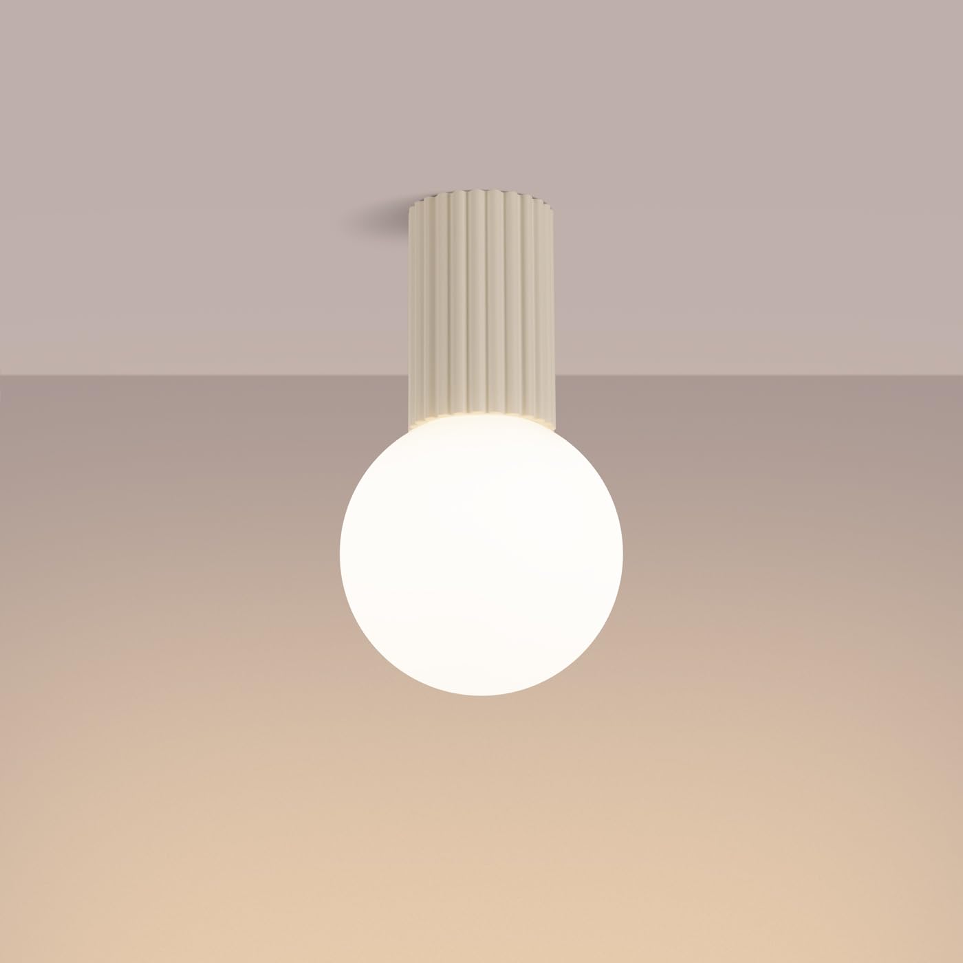 SOLLUX lighting Lampada da Soffitto - Lampadario in Alluminio e Vetro -1 Paralume - Lampadina LED - Beige Halo