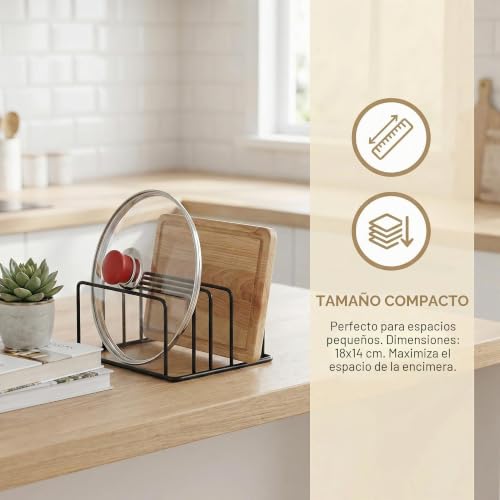 Miniatura 2 de Vunanvu Soporte Para Tabla De Cortar, Soporte Para Bandejas De Cocina Con 5 Ranuras, Estante Almacenar Tabla De Cortar, Organizador Tapas Ollas Y Platos, Organizador Bandejas Horno Para Encimera
