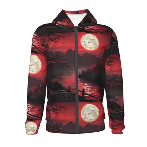 Riverside Full Moon Kids Pullover Hoodies Boys Zip Up Sweatshirts Girls Athletic Clothes with Pocket2