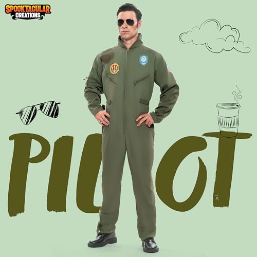 image for Spooktacular Creations Halloween Flight Suit Men, Fighter Pilot Costum