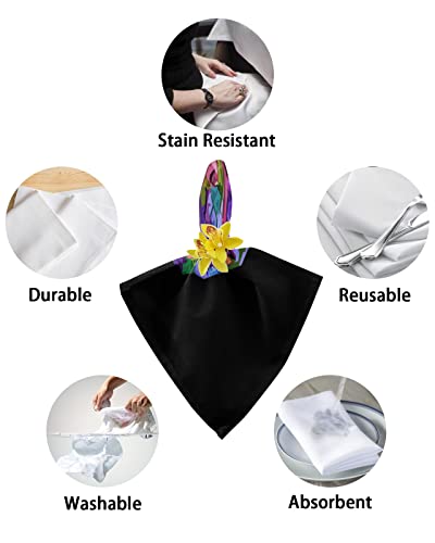 4 Pcs Soft Cloth Napkins, Napkins Cloth Washable, Color Dog Pop Art Style Reusable Dinner Napkins For Wedding, Party, Easter, Dinners (20"X20") #TOP5