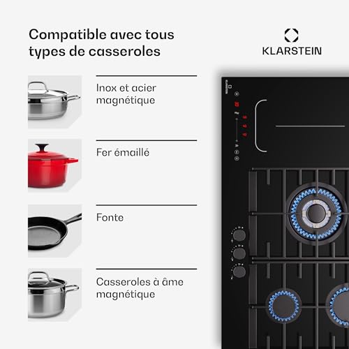 Multichef 5 Table De Cuisson Induction Et Gaz 5 Zones De Cuisson 3 Feux Gaz 2 Plaques Induction Flexzone - vue 7