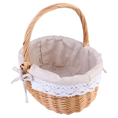 Cesta de mimbre resistente y texturizada para snacks con lino creativo 2