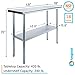 AmGood Stainless Steel Work Table with Undershelf | Kitchen Island Food Prep | Laundry Garage Utility Bench | NSF Certified (48