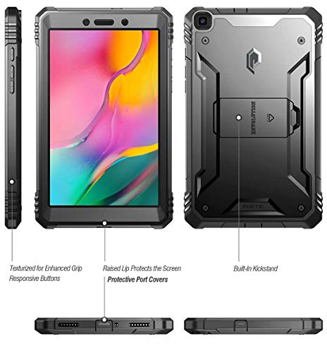 Poetic Revolution Case Designed For Galaxy Tab A 8.0 Inch 2019 (Sm-T290 Sm-T295), Full Body Rugged Shockproof Protective Case With Kickstand And Built-In-Screen Protector, Black #TOP2