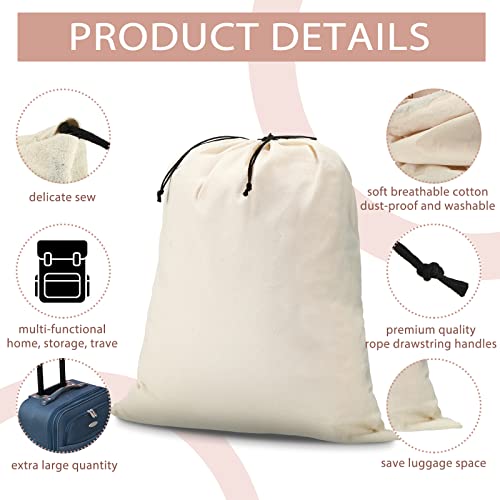 Sweetude 12 Pcs Cotton Dust Bags For Shoes Drawstring Breathable Dustproof Storage Bags Drawstring Pouch For Travel, Home, Storage, Gift Packing Accessories, 15 X 19 Inches #TOP2