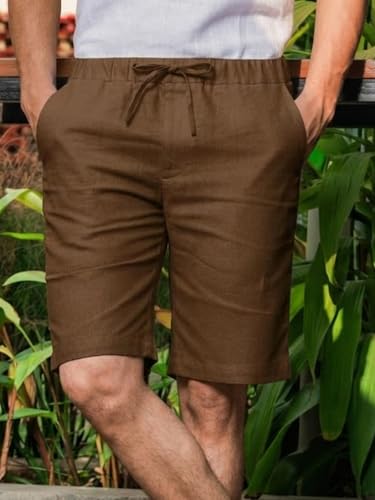 Image of Vogaan Men's Multi Color Linen Cotton Shorts | Regular Fit Casual Summer Shorts with 3 Pockets