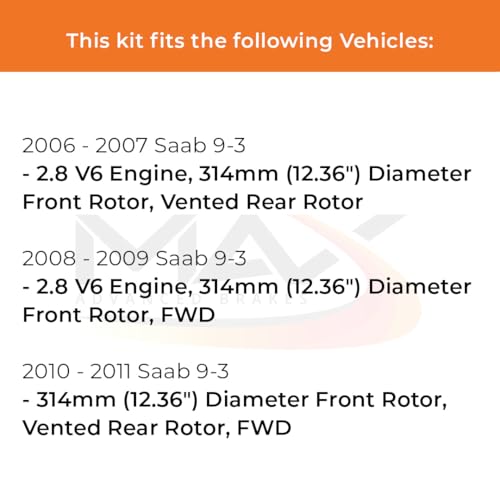 Image of Max Advanced Brakes Front & Rear Brake Kit For Saab 9-3