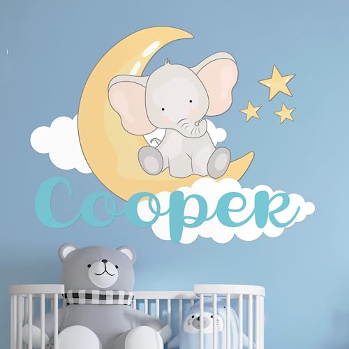 Vinilo decorativo EGD con elefante y estrellas para habitación infantil