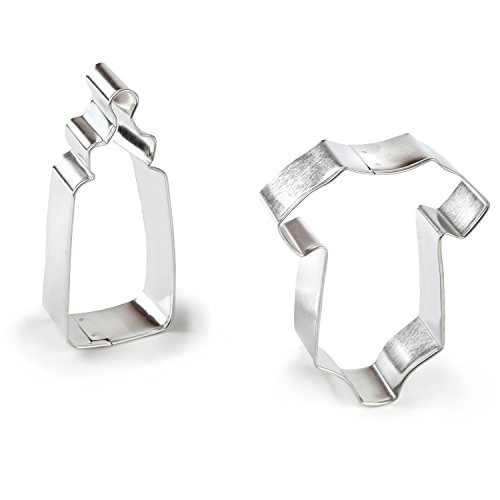 Bakerpan Stainless Steel Cookie Cutter Baby Bottle & Bodysuit Set, Baby Shower Cookie Cutters