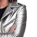 Kenhansion Biker Faux Leather Jacket for Women Slim Fitted Faux Leather Motocycle Coats Fall Winter Fashion Zip Bomber Jacket (Sliver,3X-Large)