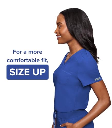 Image of Med Couture Touch Women's Scrub Tops V-Neck Tuck-in Top with 1 Pocket | Slim Fit, Touch Performance Fabric, Stretchy Rib-Knit Shoulders, Bungee Loop, 2-Way Stretch, Lightweight, for Long Shifts
