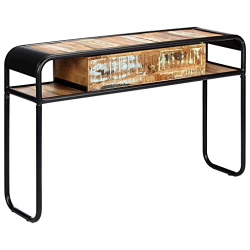 Mesa consola de madera maciza con cajón mueble recibidor industrial 3
