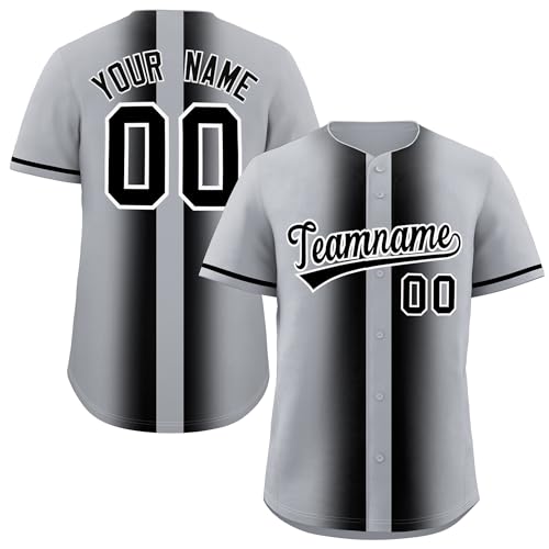 Camiseta personalizada de béisbol KXK con degradado, con botones para hombres, mujeres y jóvenes, diseña tu nombre, número y logo