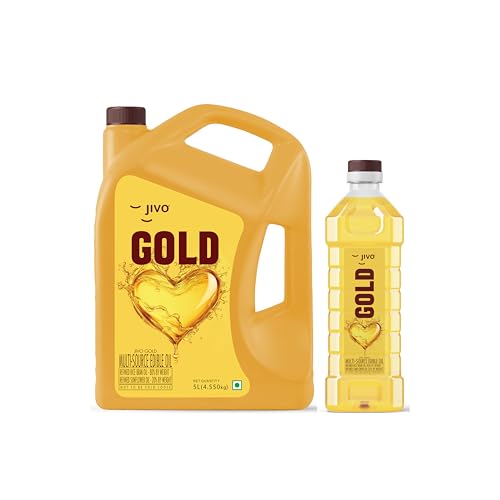 Image of Jivo Gold Refined Oil |Blend of Rice Bran Oil & Sunflower Oil | 5+1 Litre
