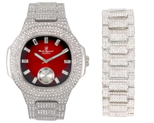 Montre oblong Cuban ornée de cristaux éclatants au boîtier oblong robuste