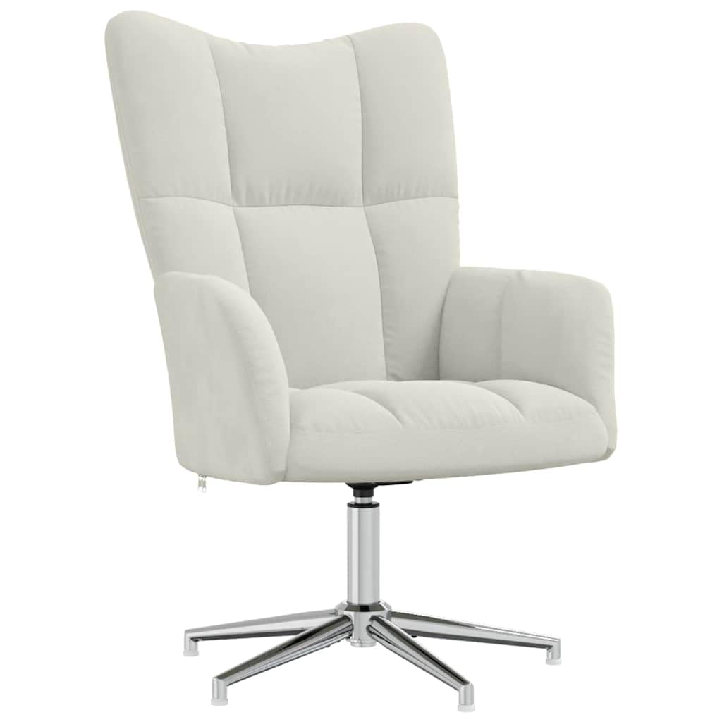 Silla de relajación (terciopelo blanco crema), diseño de taburete giratorio de 360º, 62 x 68 x 98 cm, silla de lectura cómoda con estructura de acero, para salón, dormitorio, oficina