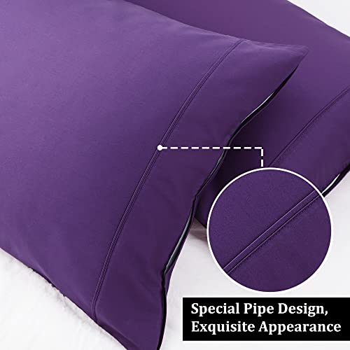 PiccoCasa Pillowcases 2 Pack Cotton Pillow Cases with Zipper Closure Soft & Comfortable Pillow Cases 50x90cm Grape - Image 3
