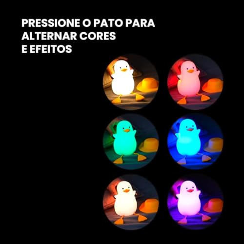 Luminária Abajur Led Noturna Infantil Patinho Fofo De Silicone Recarregável Usb Decoração De Mesa Co